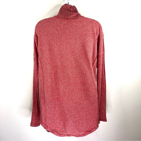 UMGEE Women's Red Turtleneck Top Size S‎ Marled Oversized Dolman Sleeve Raw Edge - Picture 6 of 11
